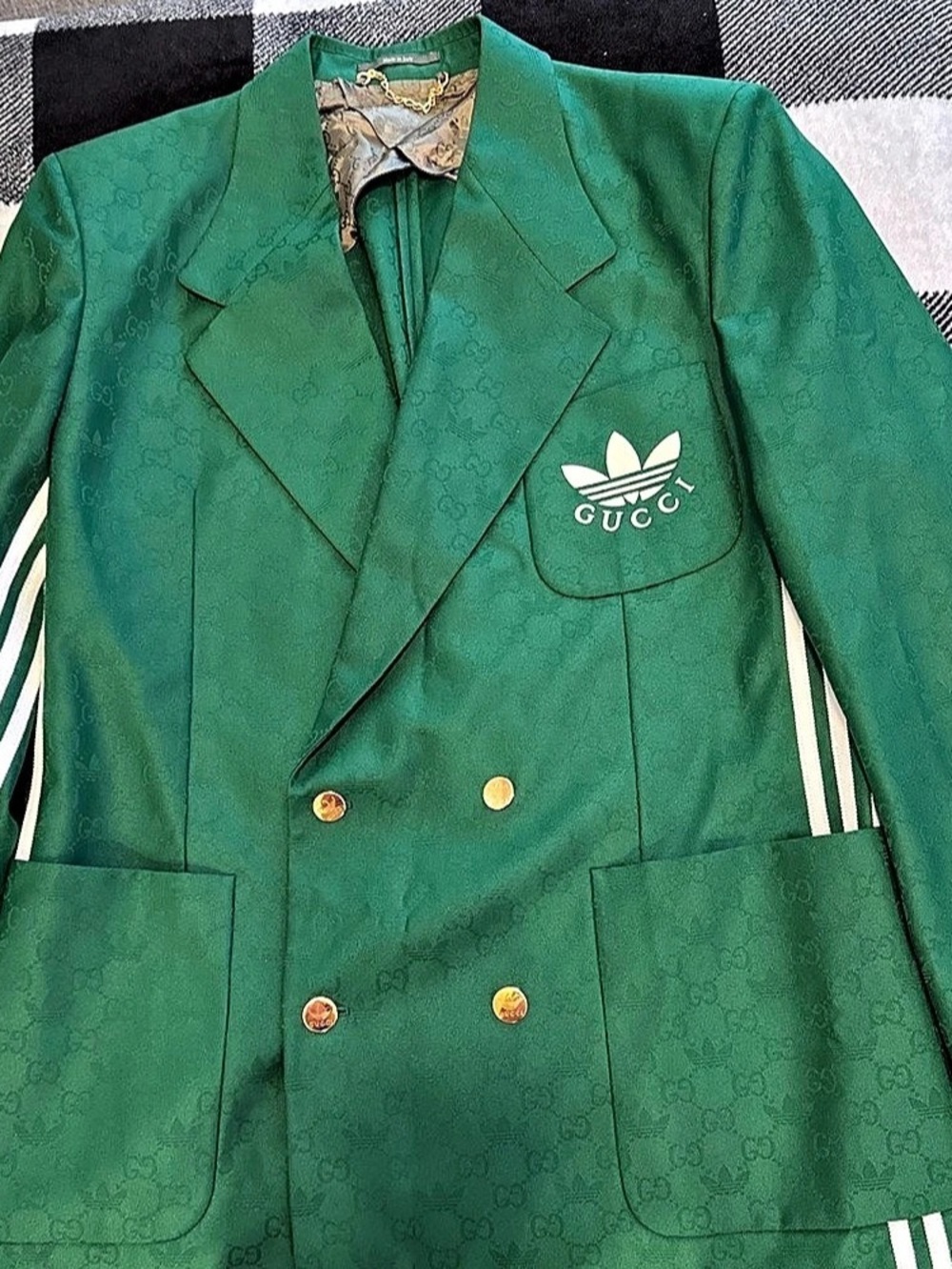Gucci x adidas GG Trefoil Jacquard Coat Green
